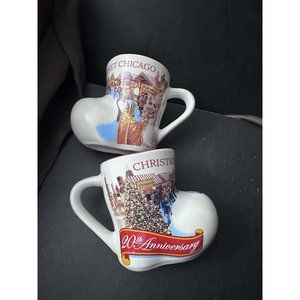2 20TH ANNIVERSARY CHRISTKINDLMARKET CHICAGO BOOT MUGS 2015‎ Pair Set